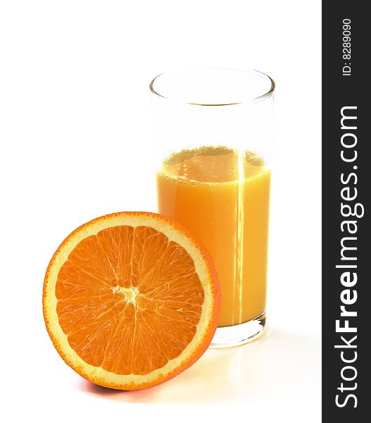 Fresh orange juice and orange