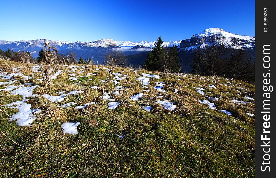 Mountains landscape at fall in the french alps (chartreuse)