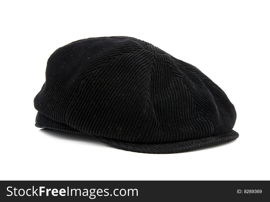 Black peaked cap isolated over white background