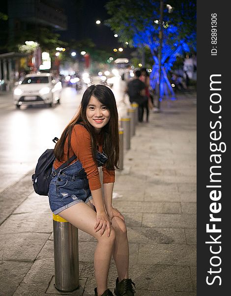Asian Girl In Street Portrait