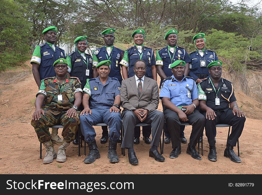 Special Representative of the Chairperson of the African Union Commission &#x28;SRCC&#x29; for Somalia, Ambassador Maman S. Sidikou, sits with AMISOM Police Commissioner, Anand Pillay, and Ghanian police officers pose for a group photograph during a ceremony in Mogadishu, Somalia, to mark her rotation out of the African Union Mission in Somalia on December 11, 2016. AMISOM Photo / Tobin Jones. Special Representative of the Chairperson of the African Union Commission &#x28;SRCC&#x29; for Somalia, Ambassador Maman S. Sidikou, sits with AMISOM Police Commissioner, Anand Pillay, and Ghanian police officers pose for a group photograph during a ceremony in Mogadishu, Somalia, to mark her rotation out of the African Union Mission in Somalia on December 11, 2016. AMISOM Photo / Tobin Jones