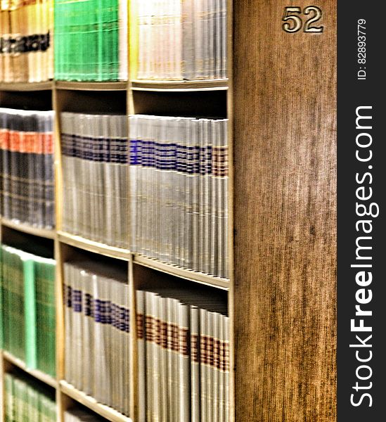 Rows of legal books in a law library. Rows of legal books in a law library