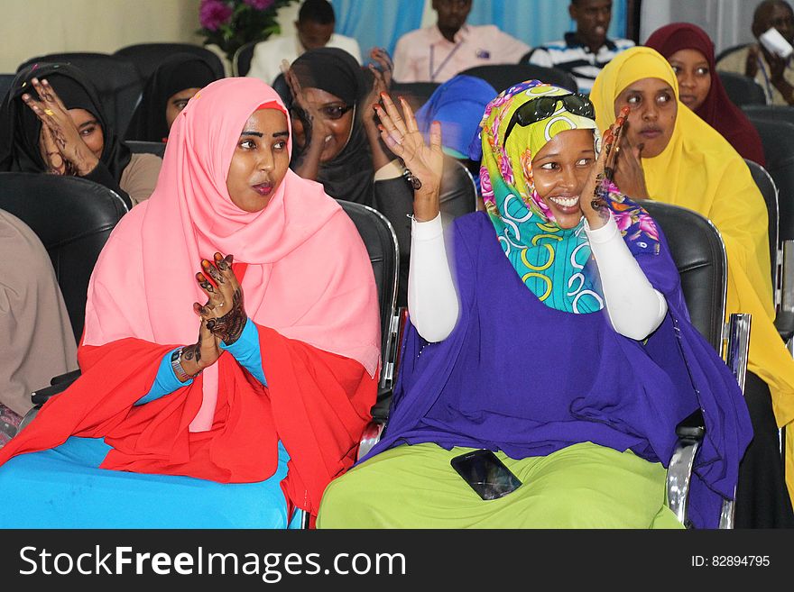Delegates applaud during the electoral process to choose members of the Lower House of the Federal Parliament in Baidoa, Somalia on November 24, 2016. AMISOM Photo / Sabir Olad. Delegates applaud during the electoral process to choose members of the Lower House of the Federal Parliament in Baidoa, Somalia on November 24, 2016. AMISOM Photo / Sabir Olad