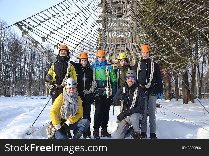 Group Of People On Obstacle Course