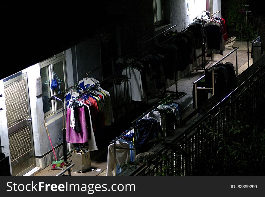 Racks Of Clothes Outdoors