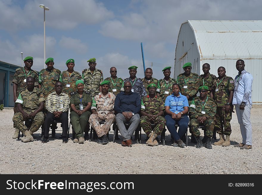 AMISOM soldiers and members of the civilian unit pose for a group photo at the opening of the Protection of Human Rights and Gender Cluster Training Workshop for AMISOM Senior Officers in Mogadishu, Somalia, on December 14, 2016. AMISOM Photo. AMISOM soldiers and members of the civilian unit pose for a group photo at the opening of the Protection of Human Rights and Gender Cluster Training Workshop for AMISOM Senior Officers in Mogadishu, Somalia, on December 14, 2016. AMISOM Photo