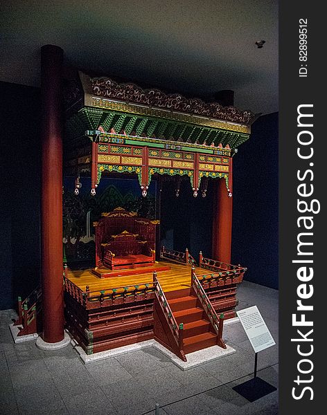A throne as an exhibit in a museum in Seoul, South Korea. A throne as an exhibit in a museum in Seoul, South Korea.