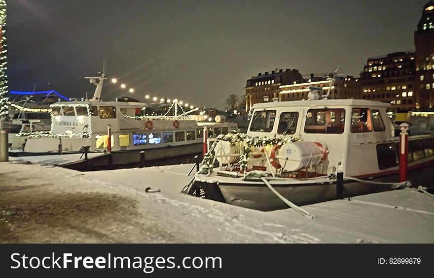 Boat In Frozen Harbor