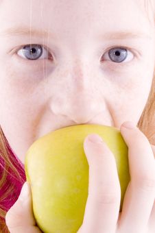 Girl Biting An Apple Stock Photos Girl Biting An Apple Stock Photos