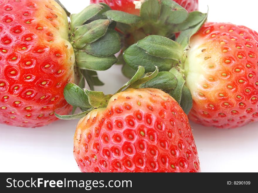 Close up of four ripe strawberries. Close up of four ripe strawberries