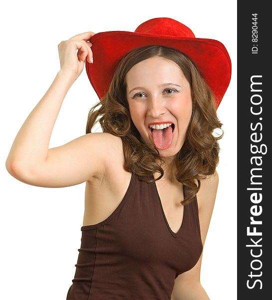 The girl in the red hat in a great mood