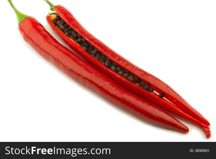 Red pepper on a white background. Red pepper on a white background