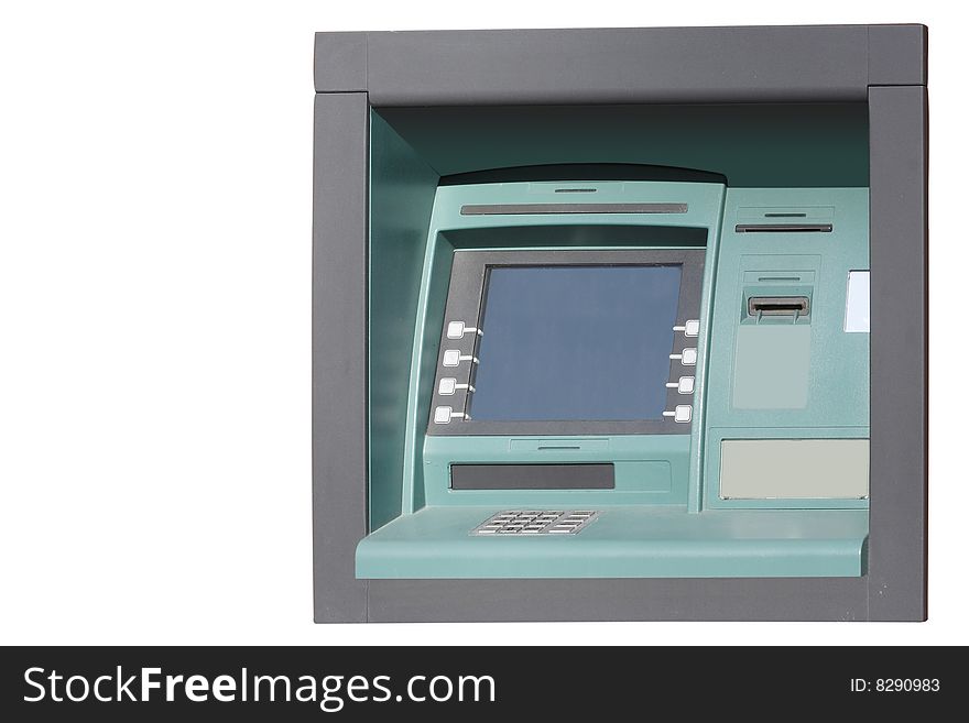 Cash dispenser under the white background