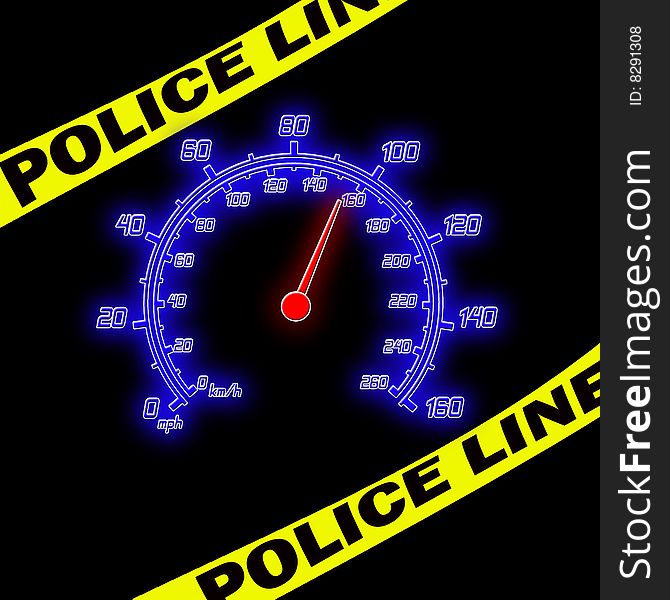 Police Line And Speedometer