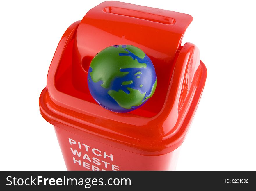 A globe chuck recycling bin. A globe chuck recycling bin