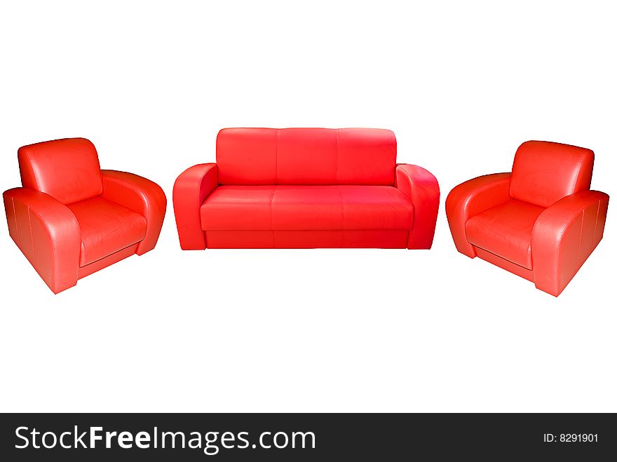 Modern furniture over white background