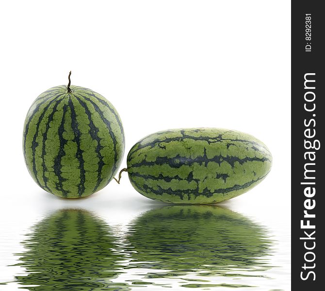 Watermelon with reflectio on white