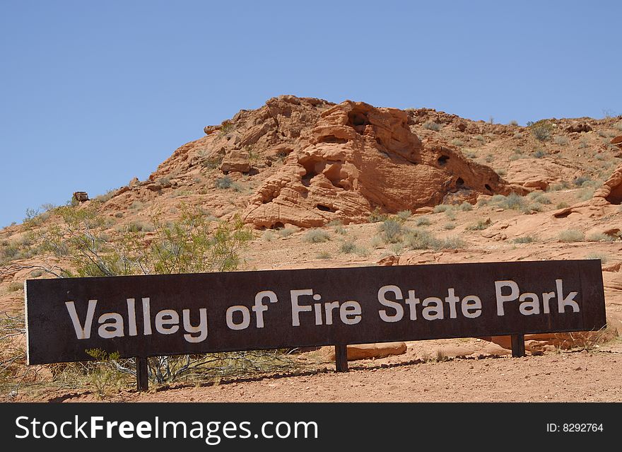 Entrance to the Valley of Fire State Park in Nevada. Entrance to the Valley of Fire State Park in Nevada