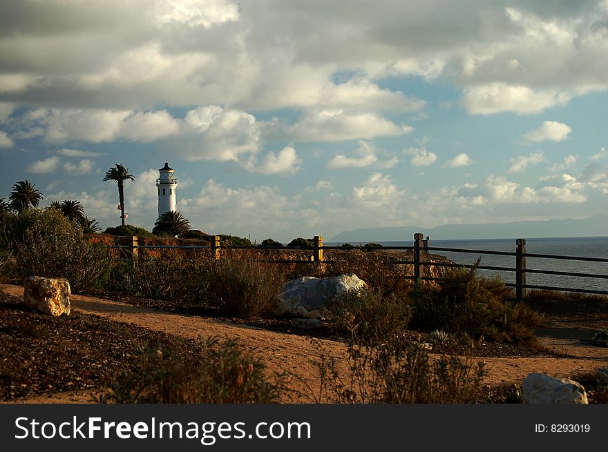 A trail along the cliffs near the historic Point Vicente lighthouse in Rancho Palos Verdes, California.