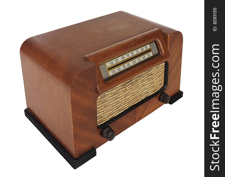 Vintage Antique Retro wooden Radio Facing Left with slight distortion. Vintage Antique Retro wooden Radio Facing Left with slight distortion