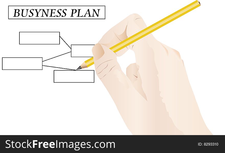 Hand drawing busyness plan with a yellow pencil
