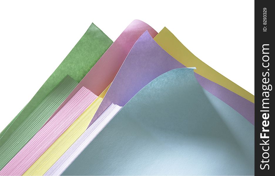 Multicolored Pastel Paper Arrangement isolated on a white background