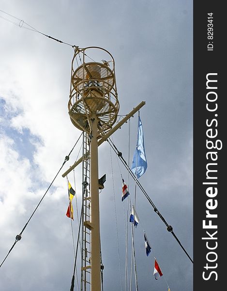 The light mast of an older vessel.