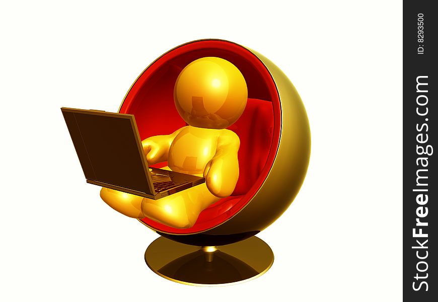 Colorful icon figure browsing the internet for searching the solution. Colorful icon figure browsing the internet for searching the solution