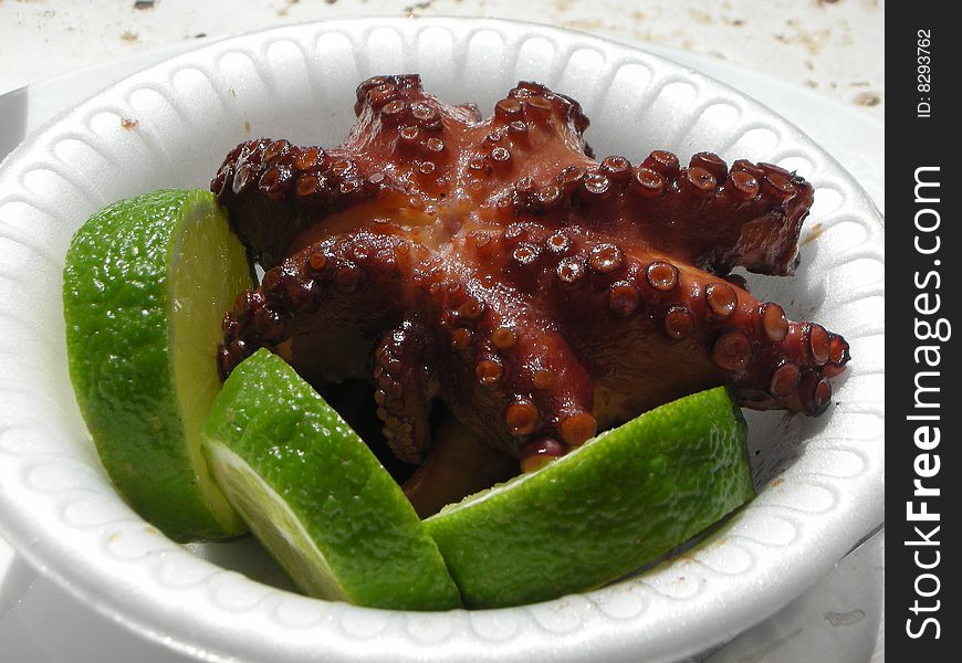 Grilled Octopus on a plate, close-up