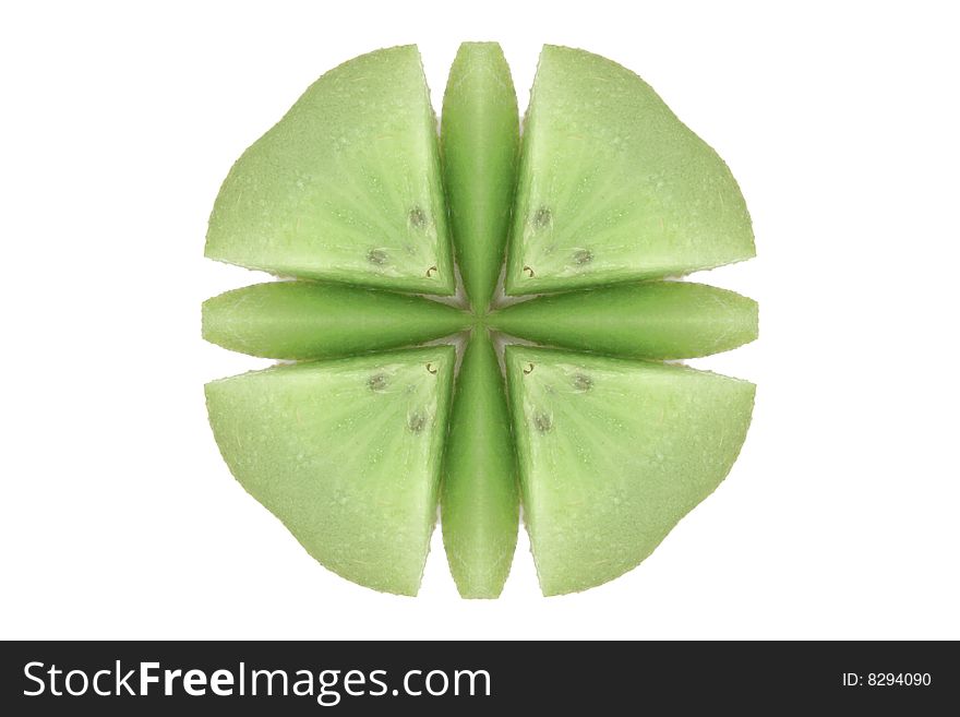 Photo manipulated Kiwifruit slices isolated in white. Photo manipulated Kiwifruit slices isolated in white.