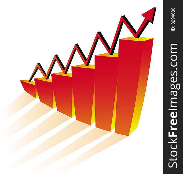 Vector illustration of a three dimensional business graph