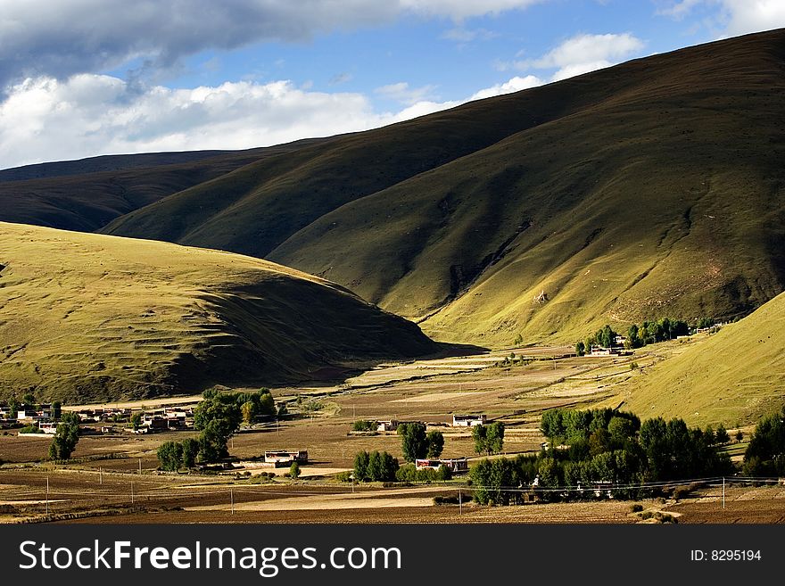 Day view of Bamei Village at Yunnan Province China