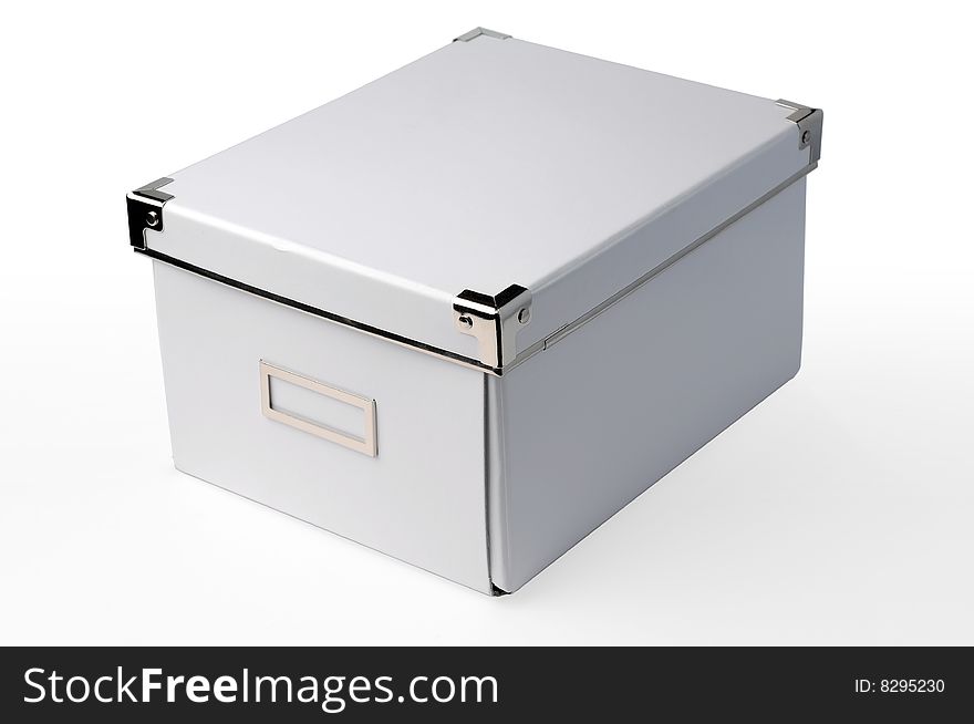 View of a White cardboard storage box with clipping path