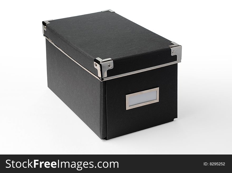 View of a Grey cardboard storage box with clipping path