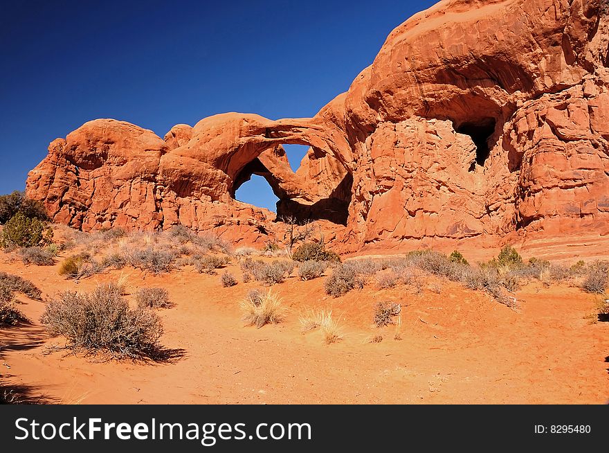 Double Arch rock formation at Arches national park