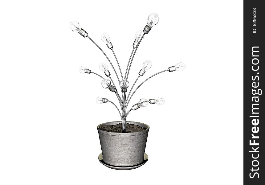 A plant that grows light bulbs isolated on white background. A plant that grows light bulbs isolated on white background