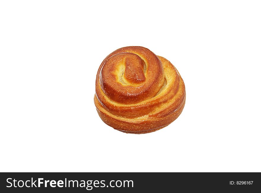 Tasty baked fresh roll isolated over white