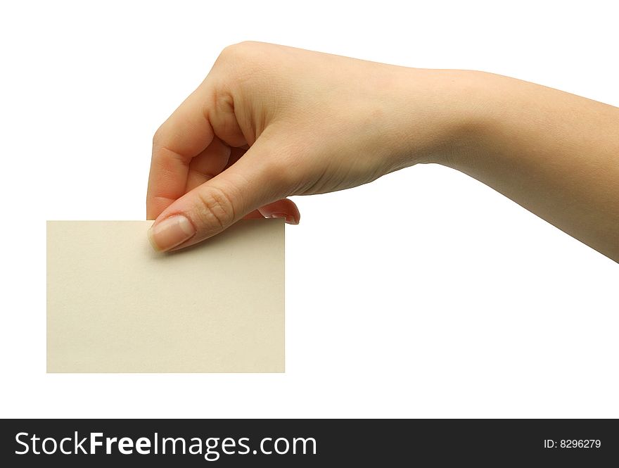 Card blank in a hand