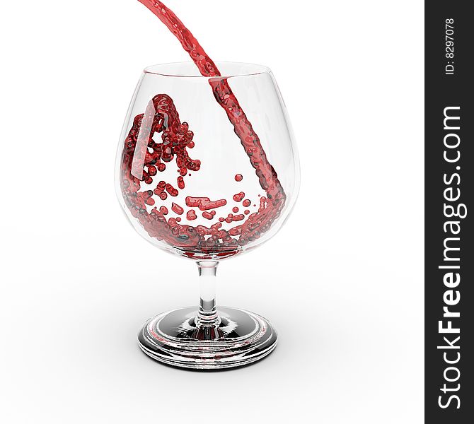 Red Wine Splashing Out Of A Glass.