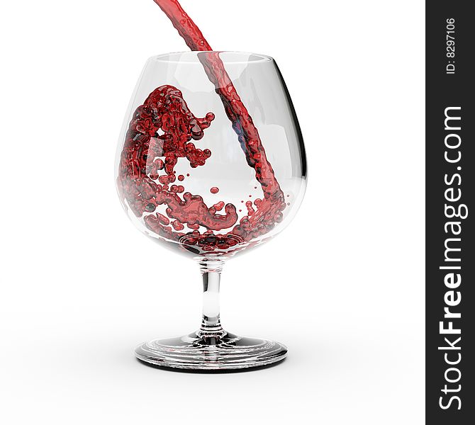 Red Wine Splashing Out Of A Glass.