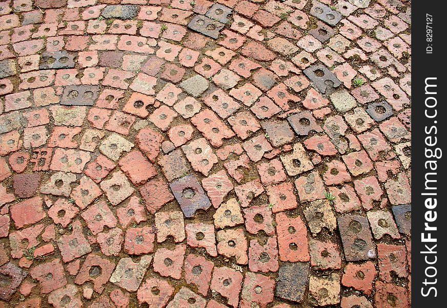 Circular pattern made from half bricks. Circular pattern made from half bricks.