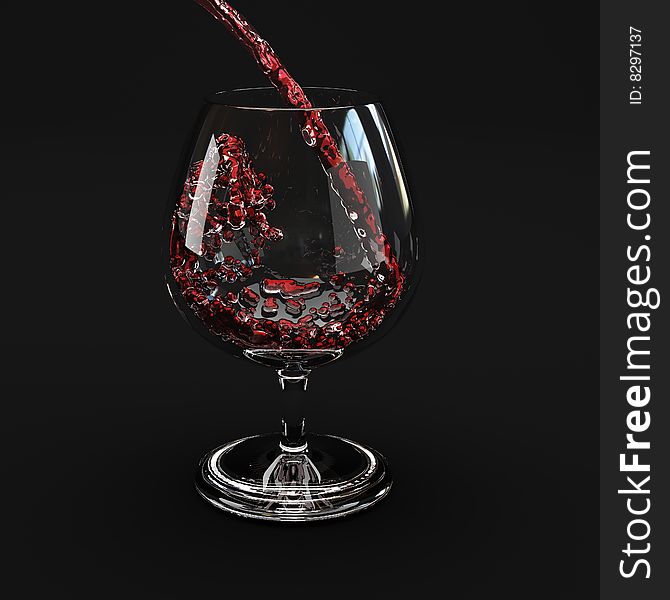 Red Wine Splashing Out Of A Glass.