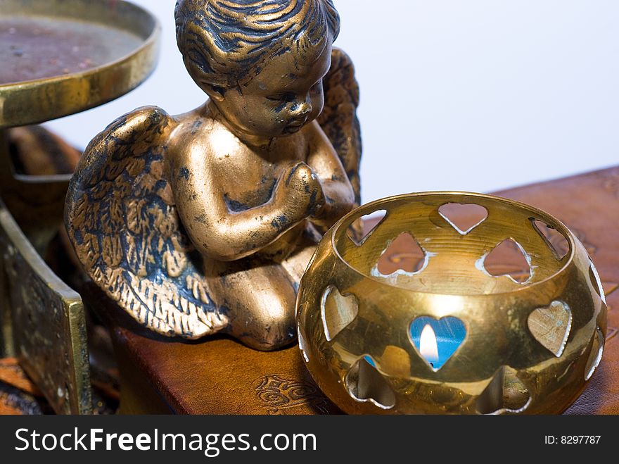 Picture of golden angel figurine. Picture of golden angel figurine