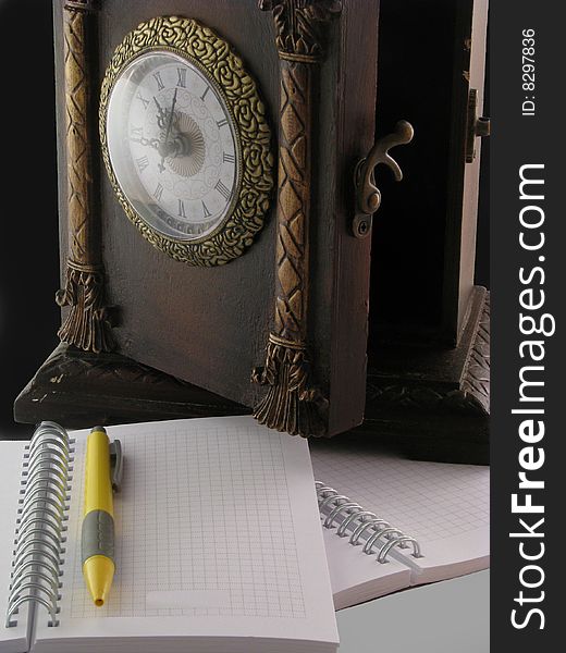 Notebook And Clock