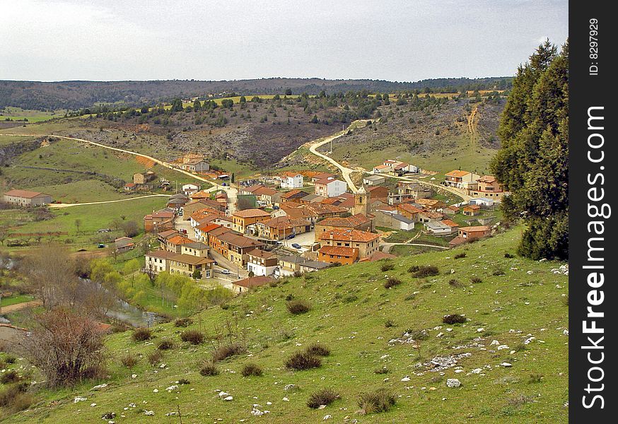 View of village Ucero, from his castle