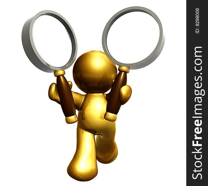 icon figure holding two magnifier glasses for double searching