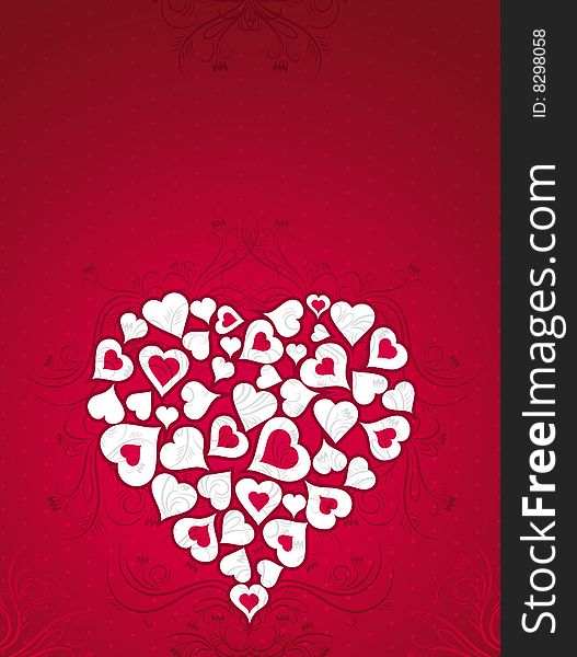 Big  heart over red background, vector illustration. Big  heart over red background, vector illustration