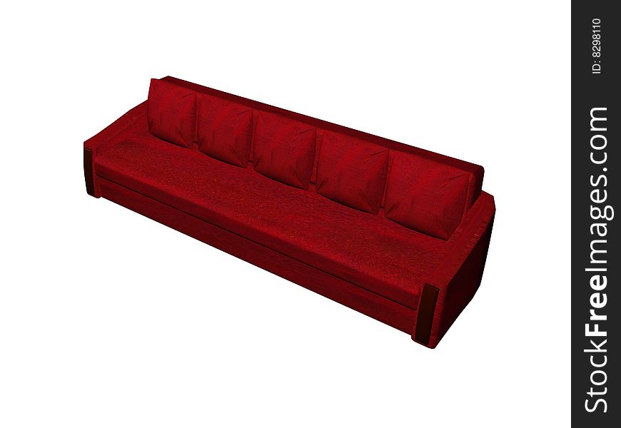 Modern dark-red sofa isolated on white