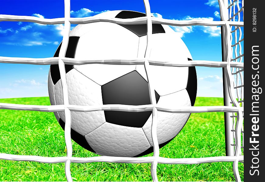 Soccer ball in football gate