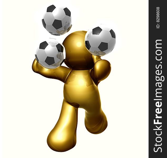soccer friend playing with soccer ball 3d illustration. soccer friend playing with soccer ball 3d illustration